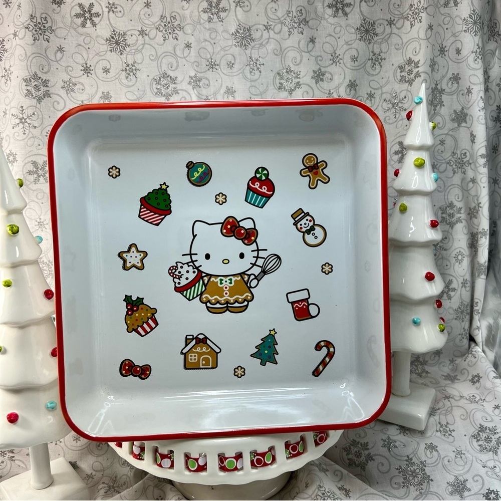 Sanrio Hello Kitty Christmas Sweet Treat Gingerbread Ceramic Baking Pan - 9"x9"